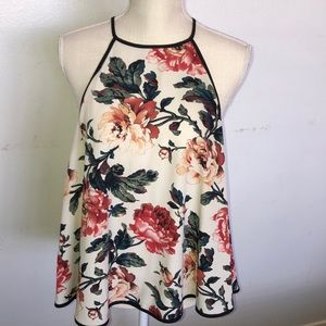 Floral high neck spaghetti strap top